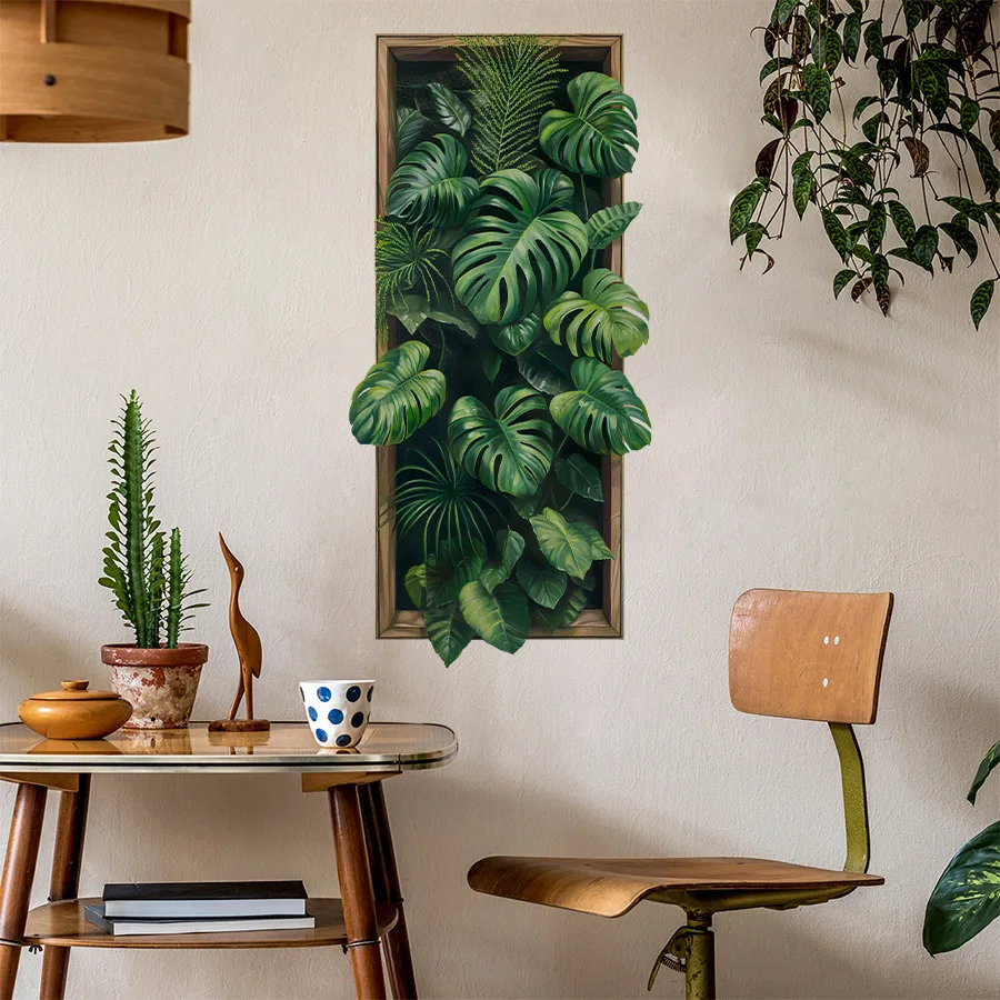 Green Plant Wall Sticker Creative Nordic Stickers Living Room Sofa Bedroom Background Wall Decor Self-Adhesive House Decoration