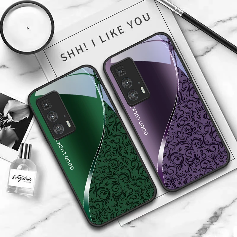 Black curly grass pattern For Motorola Moto Edge 20 Lite 30 Pro 40 Neo 50 Ultra G Play G45 G54 G55 G75 G84 G85 Glass Phone Case view 5