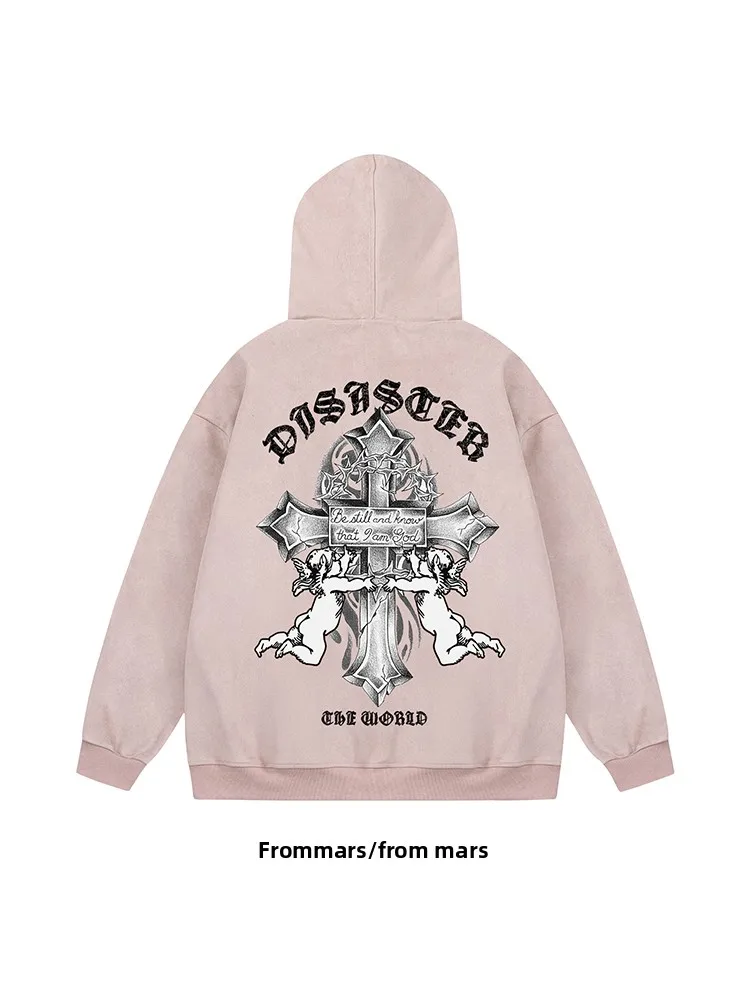 

Retro European Printed Hoodie Open Cardigan Loose Casual Couples Sweater from Faith Wanes Series Autumn Unisex Sweatshirt