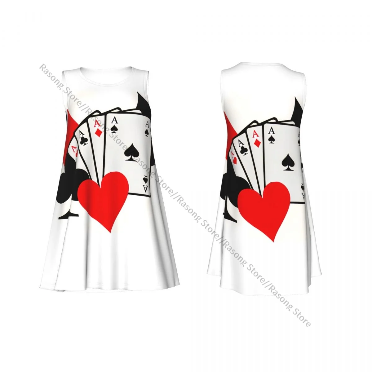 レディース ドレス フォー エース トランプ 夏 カジュアル Tシャツ ビーチ カバーアップ タンクドレス