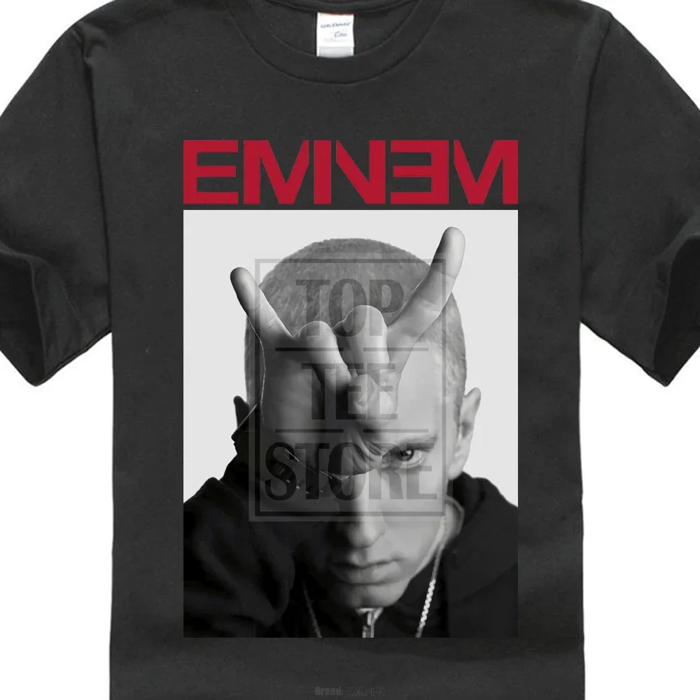 

2018 Summer T Shirt Tops Eminem Horns Black Slim Fit T Shirt New Official Adult Photo Devil