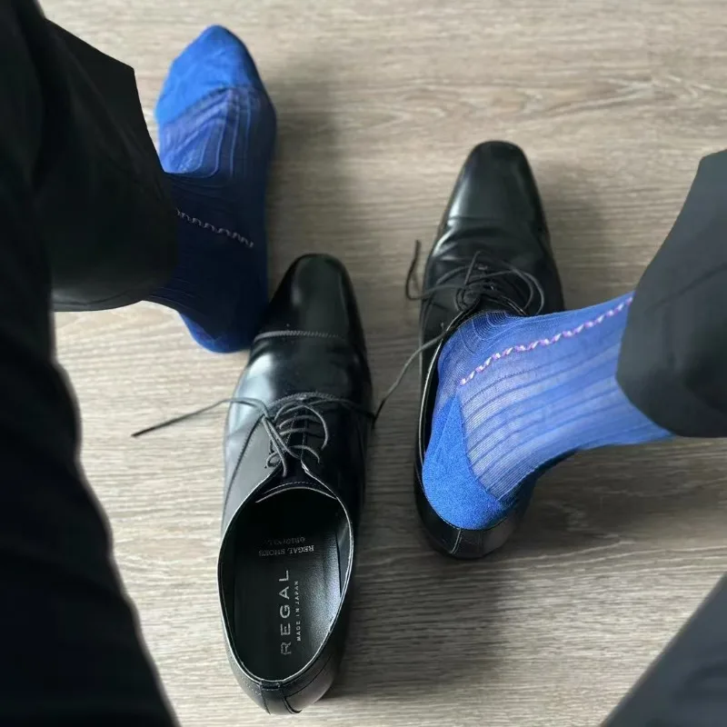 Calcetines de Vestir para Hombre, Azules y Negros, Formales, Transparentes, Sexys, Exóticos, Vintage, para Trabajo, Fiesta, Negocios, Calcetines TNT