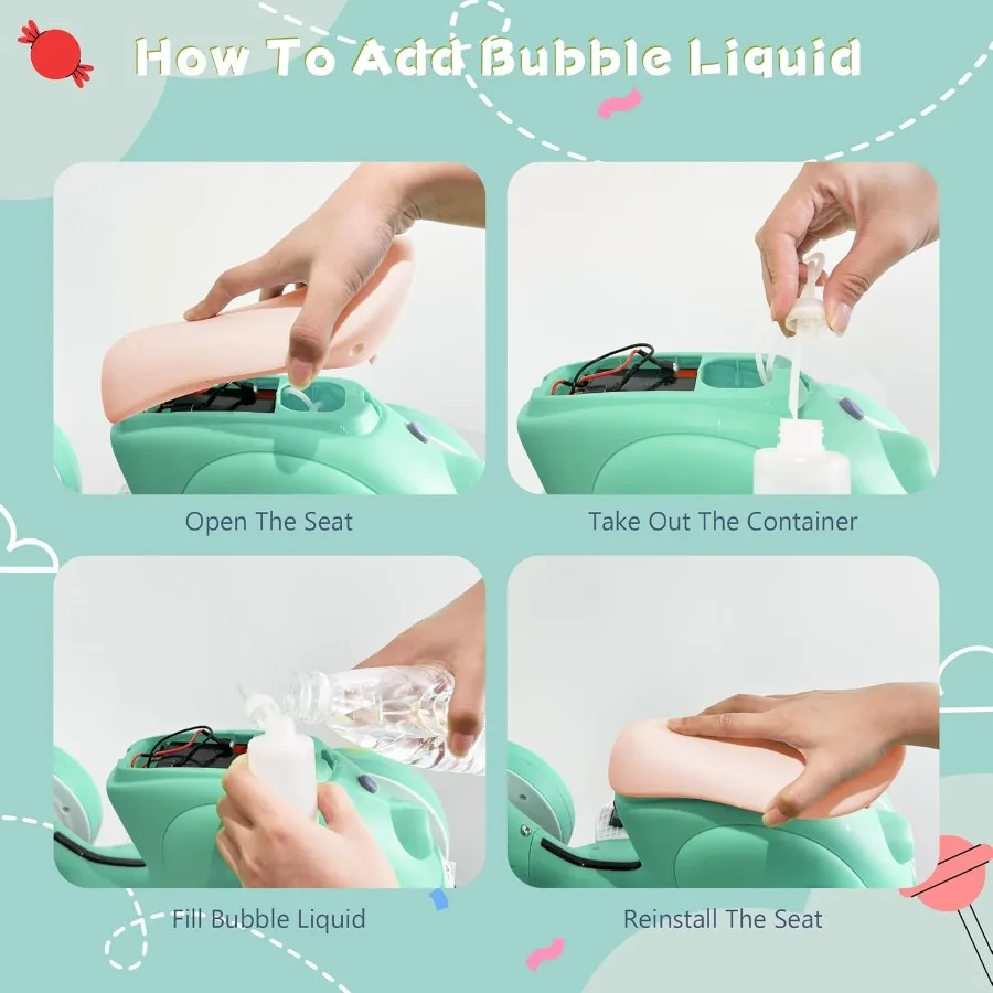 6V Electric Baby Balance Bike with Bubble Machine4 in 1 Toddler Balance Bike w/Remote for 1 Year Old Boys Girls Bubble Bike Rid