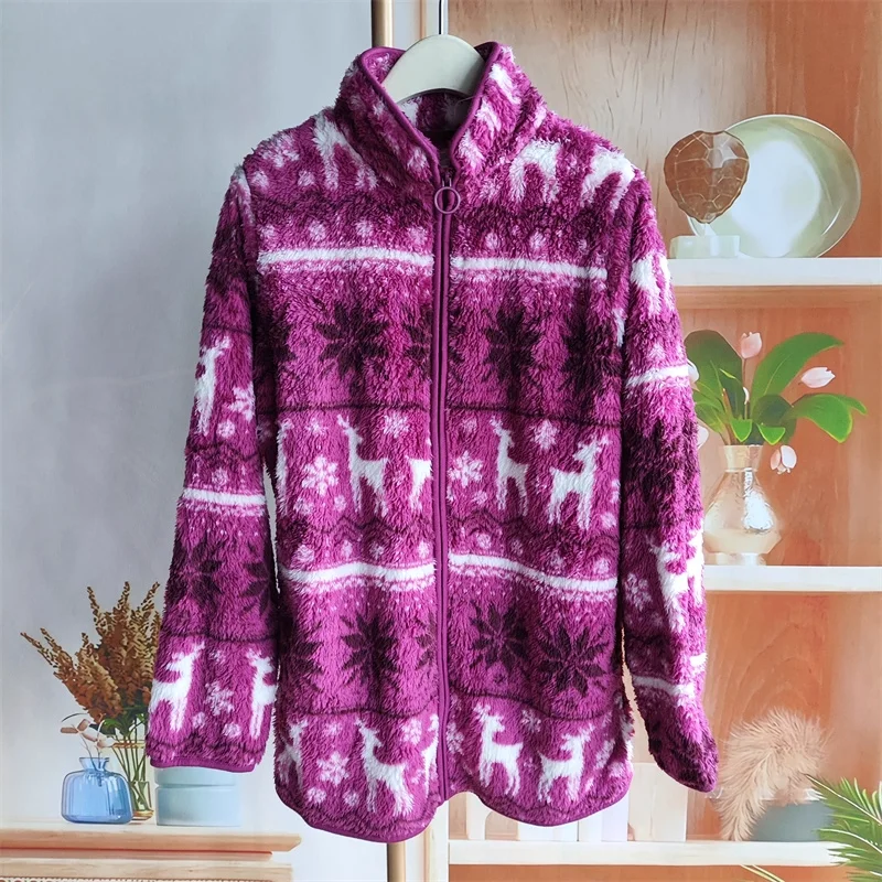 Women's Pajamas Winter Flannel Thicken Warmth Sleepwear Top Zipper Home Wear Outside Large Size Fashionable Versatile Nightcloth