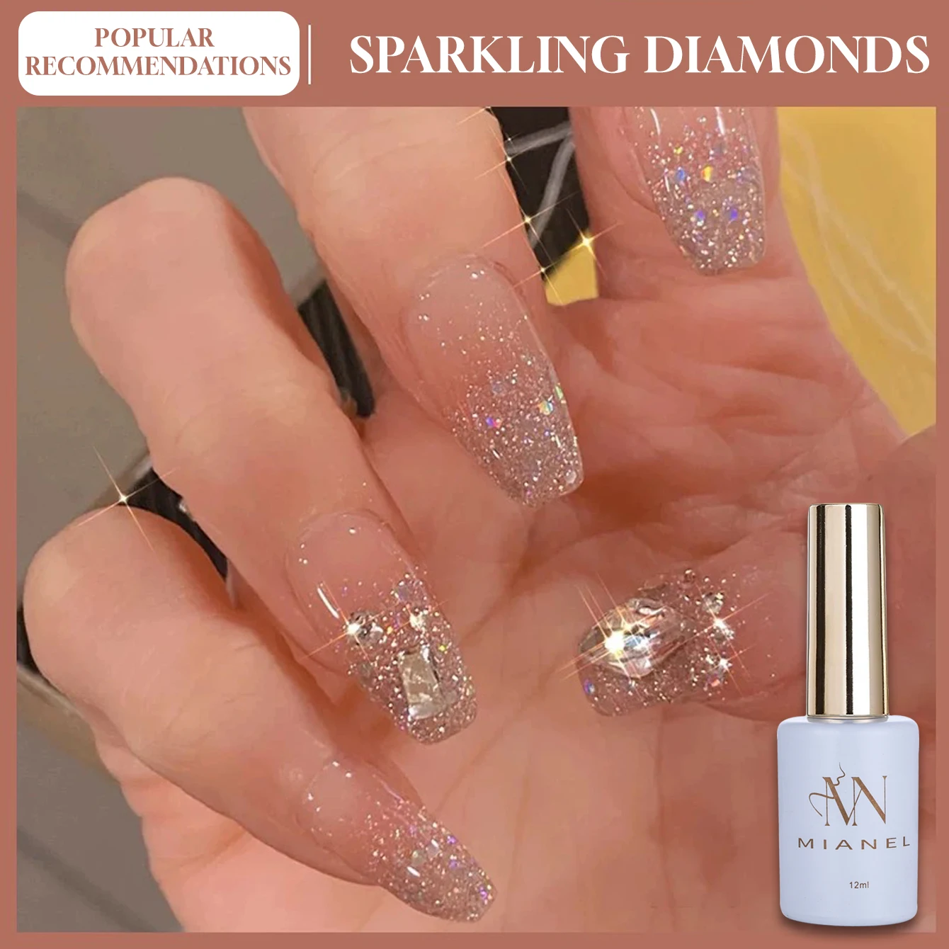 12 ミリリットル 1 個ホワイトダイヤモンドストロボホワイトニンググリッタージェルネイルポリッシュ夏と秋のホット販売スーパーフラッシュネイルグルー