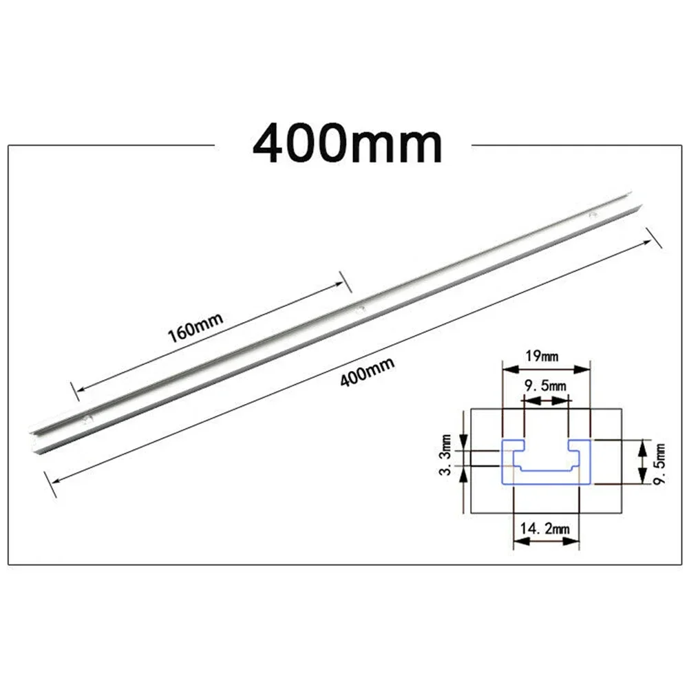 T-slot Slide T-Slot Track 300-600mm Aluminium Alloy Attachments Carpentry Accessories Router T-Track Tool 1 Pc