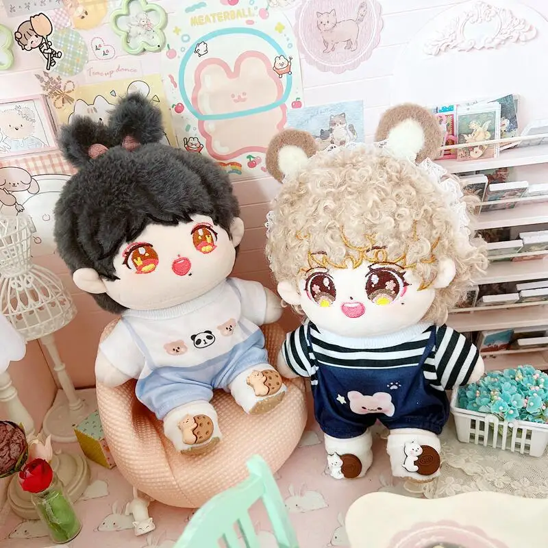 20cm Cute Idol Boy Doll Kawaii Stuffed Soft Cotton Plush Doll with Clothes for Girls Fans Collection Gifts Anime Game Periphery