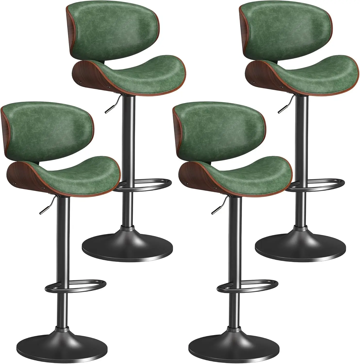 Swivel Bar Stools Set of 4, Counter Height Stools,  Stools for Kitchen Island, PU Leather Upholstered  Chair with Back