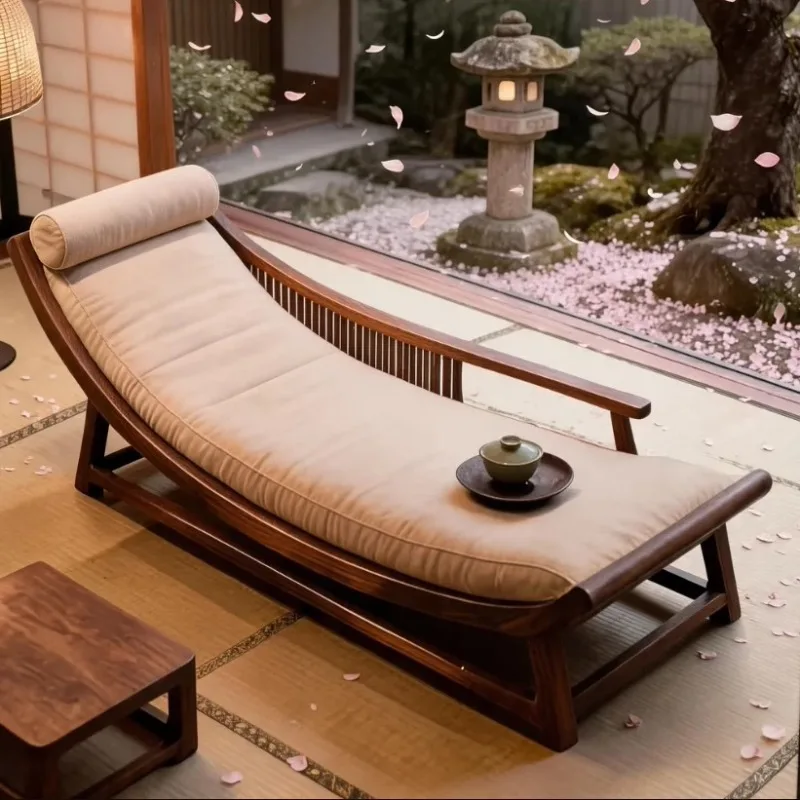 2026 Solid wood chaise longue sleeping couch beauty couch bedroom leisure sofa living room