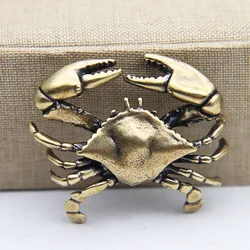 Brass Crab Small Statue Desktop Ornament Retro Metal Animal Miniature Figurines Office Decorations Home Decor Crafts Accessories