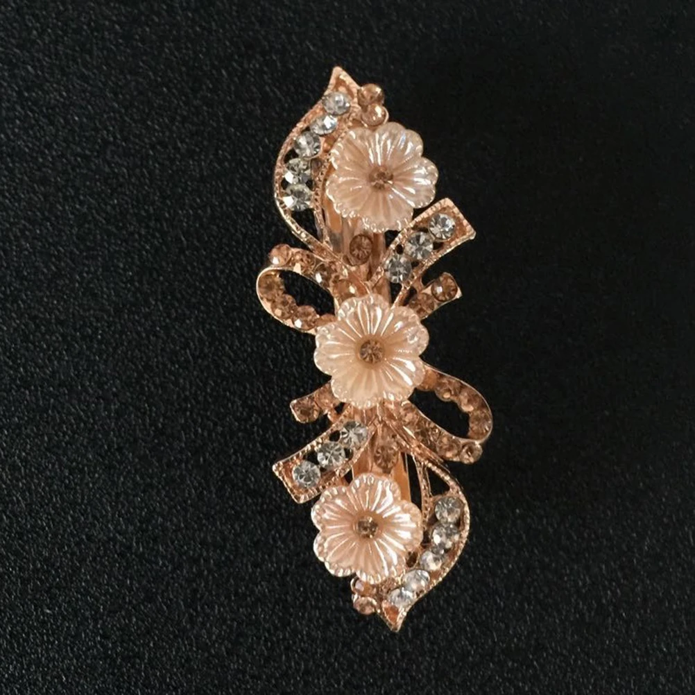 

2Pcs Rhinestone Hairpin Elegant Flower Women Accessories Ponytail Holder Stylish Hairpins Daily Wear Special Occasions Durable