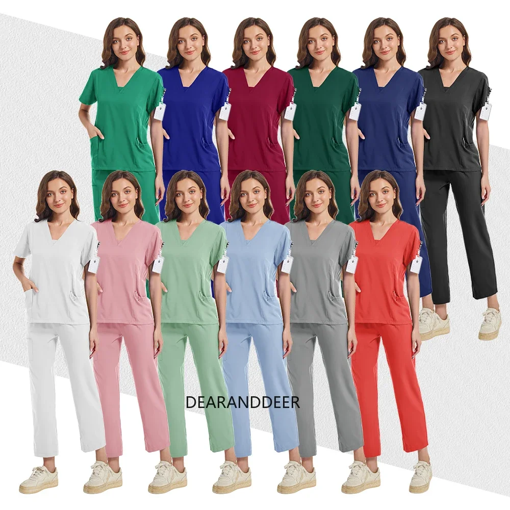 Medical uniform high-quality fabric summer nurse women's fashion clinical surgical set hospital surgical nursing clothing