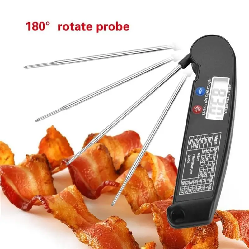 ABUN LCD Digital Food Meat Thermometer with Folding Probe, Instant Read Kitchen BBQ Grill Cooking Temp Tester, -50-300°C