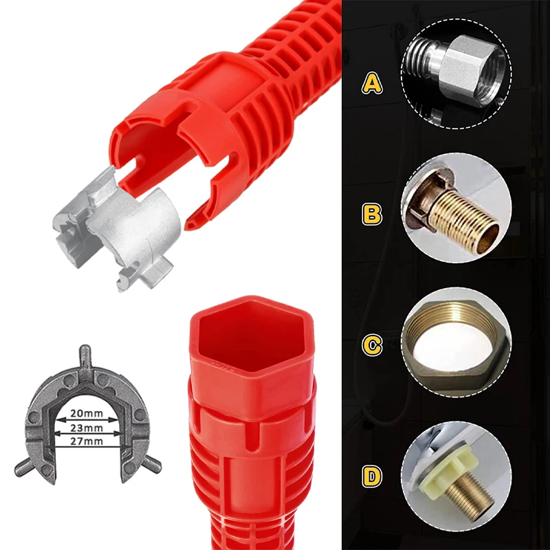 Llave de fontanero antideslizante multifuncional, herramienta de reparación de fontanería, llave de fregadero de Flume, juegos de herramientas de baño