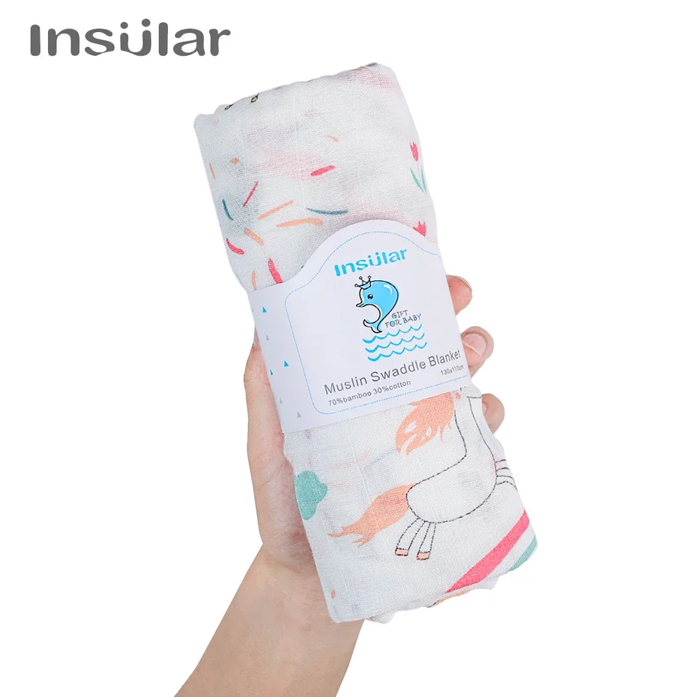 Insular Muslin Swaddle Blanket Cotton Baby Swaddles Newborn Blankets Bath Gauze Infant Wrap Sleep Sack Stroller Cover Play Mat