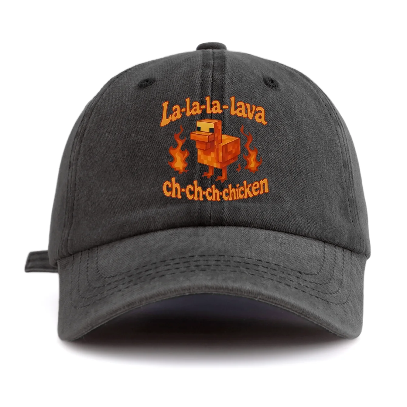 Vintage Lava Chicken Washed Baseball Cap Funny Pixel Duck Flame Graphic Hat Retro Adjustable Dad Hat Sports Cap for Men Women
