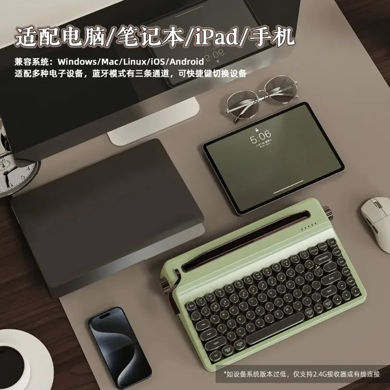 YUNZII QL75 Keyboard Mekanik Tri-Mode Nirkabel Gaya Retro Desain Mesin Tik RGB Keyboard QMK/VIA Dapat Diprogram Aksesoris PC