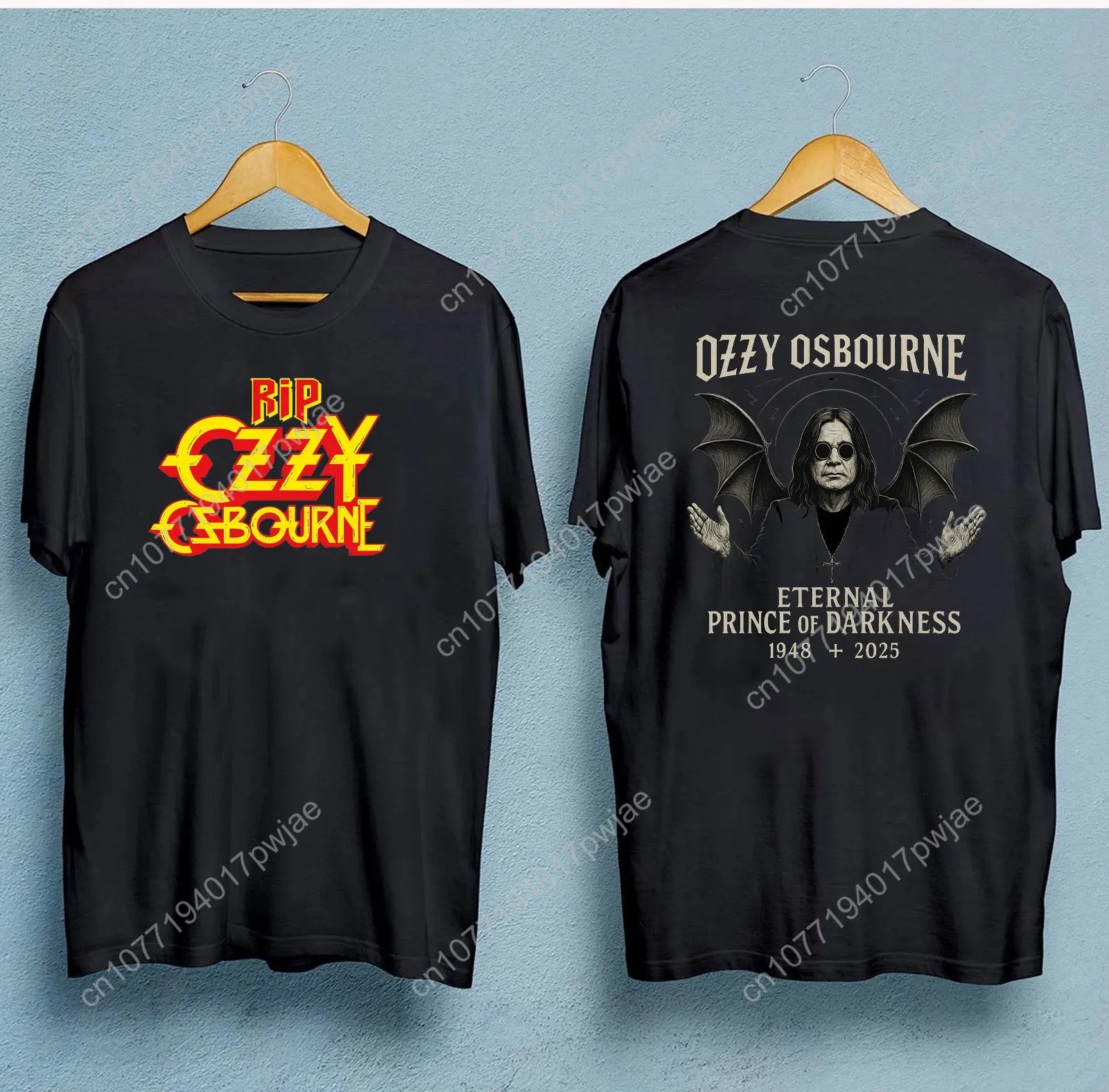 RIP 오지 오스본 1948-2025 추억에 감사드립니다 그래픽 티셔츠 평화롭게 휴식하라 헤비 메탈 대부 여성 남성 코튼 티셔츠