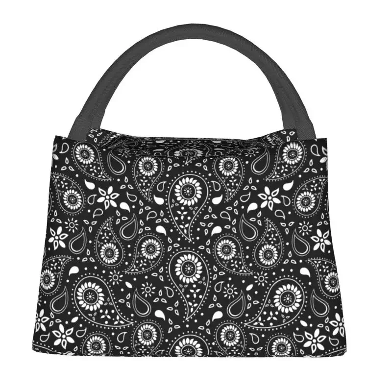 Paisley Floral Pattern Insulated Lunch Bag for Outdoor Picnic Bohemian Style Bandanna Portable Cooler Thermal Bento Box Men