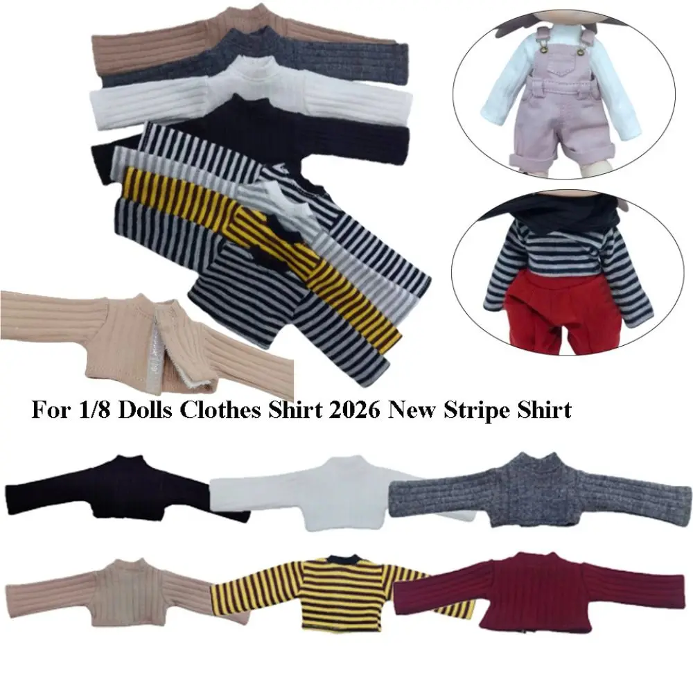 

For 1/8 Dolls Clothes Shirt 2026 New Stripe Shirt Cute Cartoon Doll Dress Up Decorations Action Figure Doll Fashion Tops Clothes