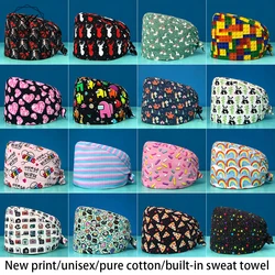 women's operating room hats cotton Cartoon print hat nurse Scrub hat beauty salon nursing cap laboratory fashion Scrub Cap new