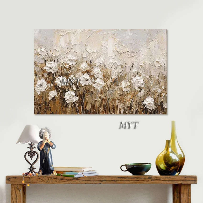 

Цветы Акриловые картины маслом, Абстрактное искусство Украшение ресторана, Безрамное, Пейзажная картина Стена, Картина на холсте, Большой размер