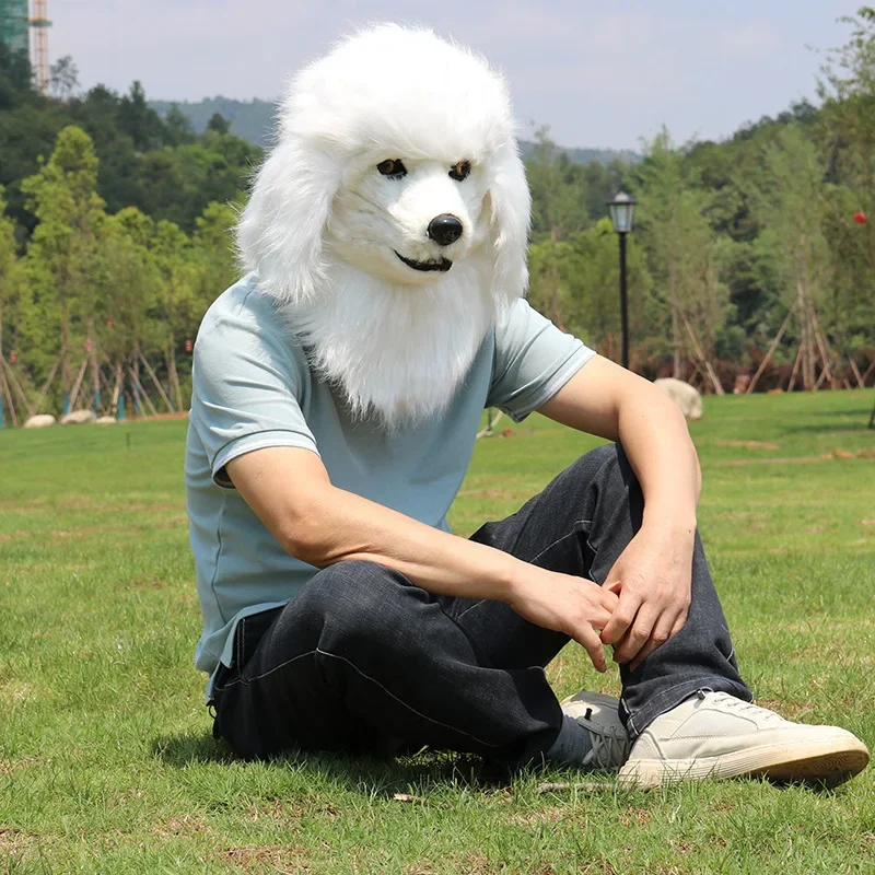 

Plush Animal Head Cover Mouth Movable Animal Headgear Mask Dog Wolf Lion Rooster Gorilla Fox Cosplay Plush Masks Props