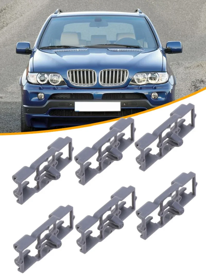 

10pcs Lower Door Weatherstrip Plastic Fixed Clips Car Front Rear Seal Retainer Clip Fastener Gray Car Accessories for BMW X5 E53