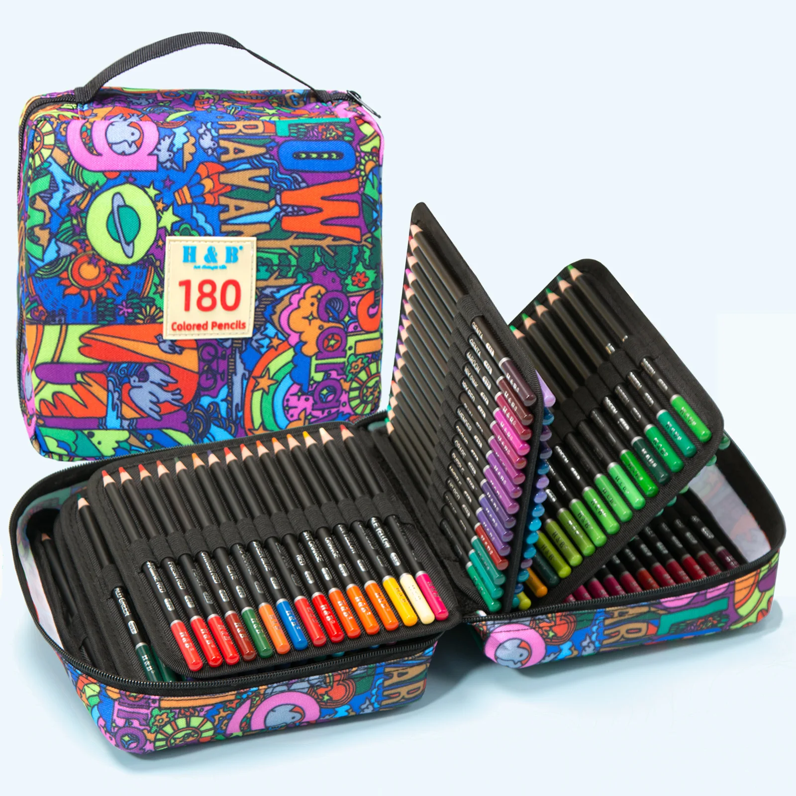 

H&B Colored Pencil 72/120/180 Pcs Set Color Oily Lead Painting Set Graffiti Filling Pen Hand-painted Nylon Bag Pack Art Supply