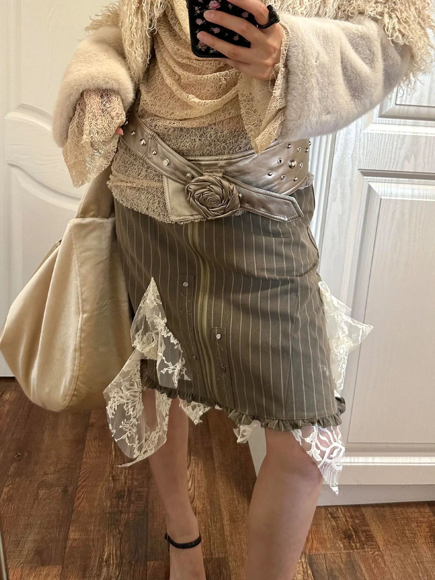 Outono inverno feminino vintage y2k midi listrado saia a linha harajuku japonês grunge 2000s cyber punk e-girl maré novo design kpop