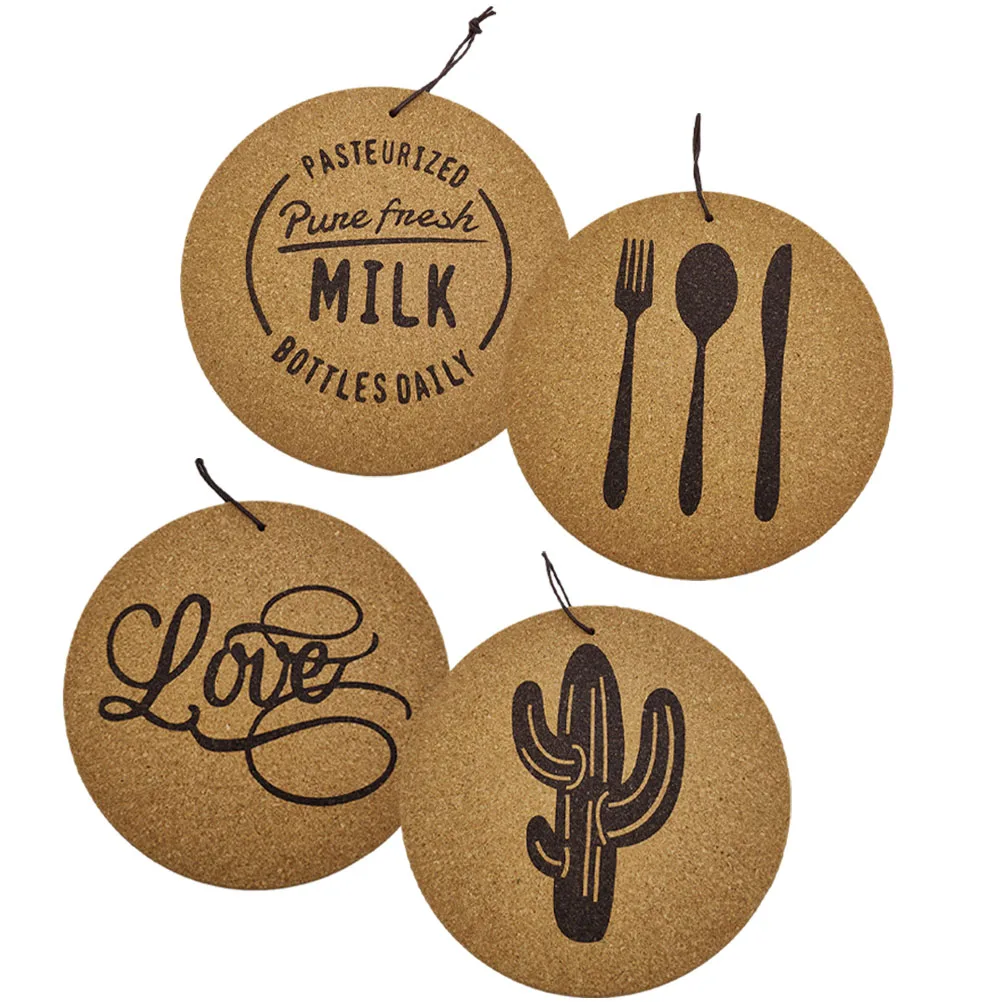 

4pcs Reusable Cork Drink Coasters Heat Resistant Cup Mats For Home Office Decorative Table Coasters Wood Placemats Bulk Cup