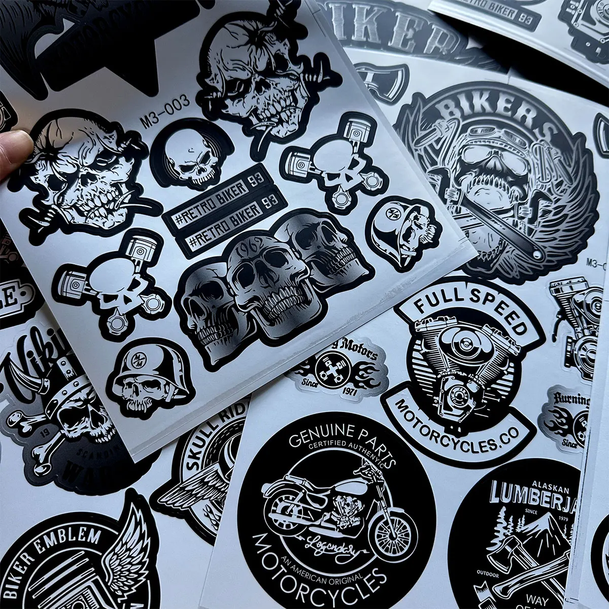for Harley Triumph Moto Guzzi Royal Enfield Vespa Motorcycle PVC Stickers Helmet Body Fuel Tank Windshield Accessories Decal