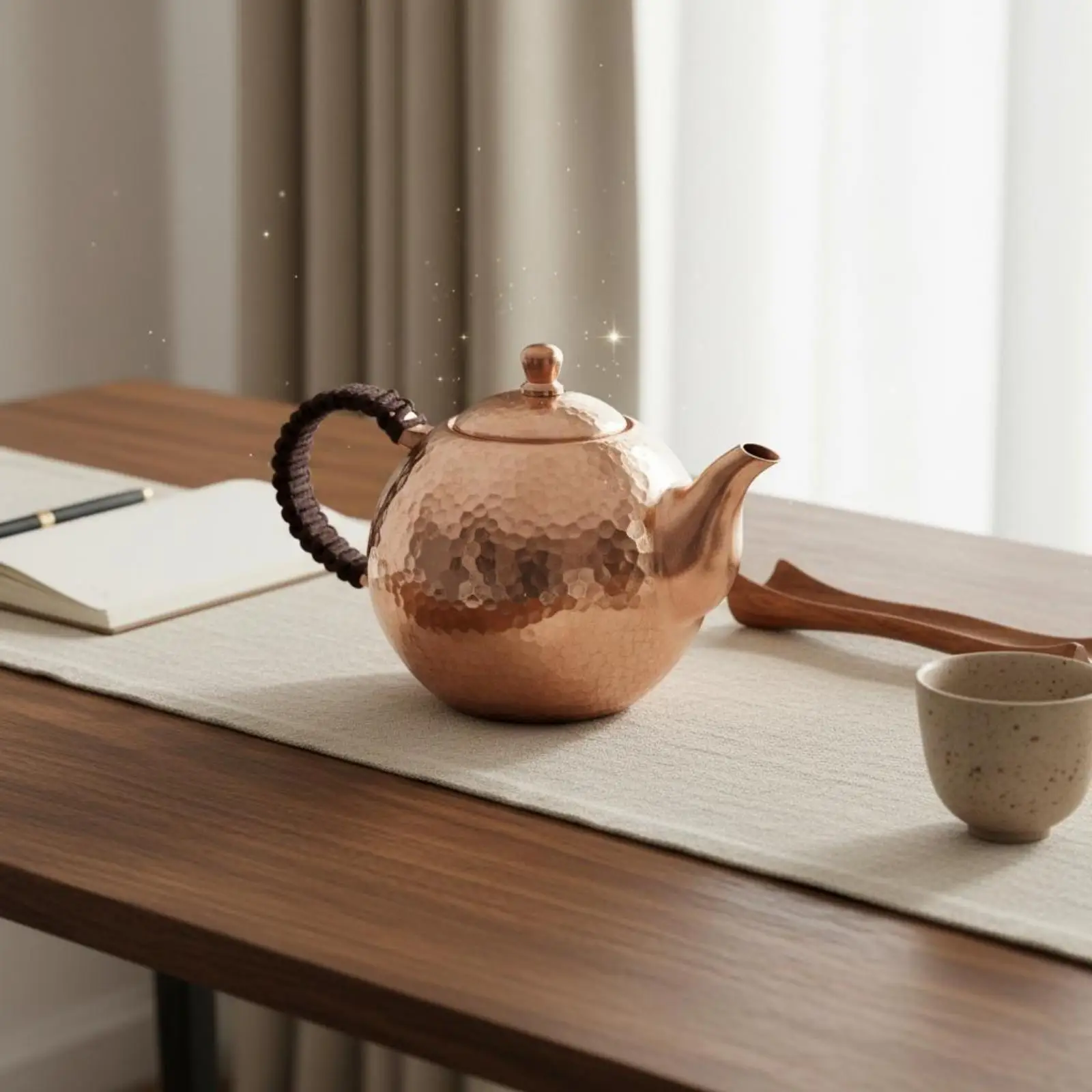 Hammered Pure Copper Kettle 300ml for Tea Brewing Classic Handcrafted Teapot for Boiling Water Rust Resistant Pouring Pot