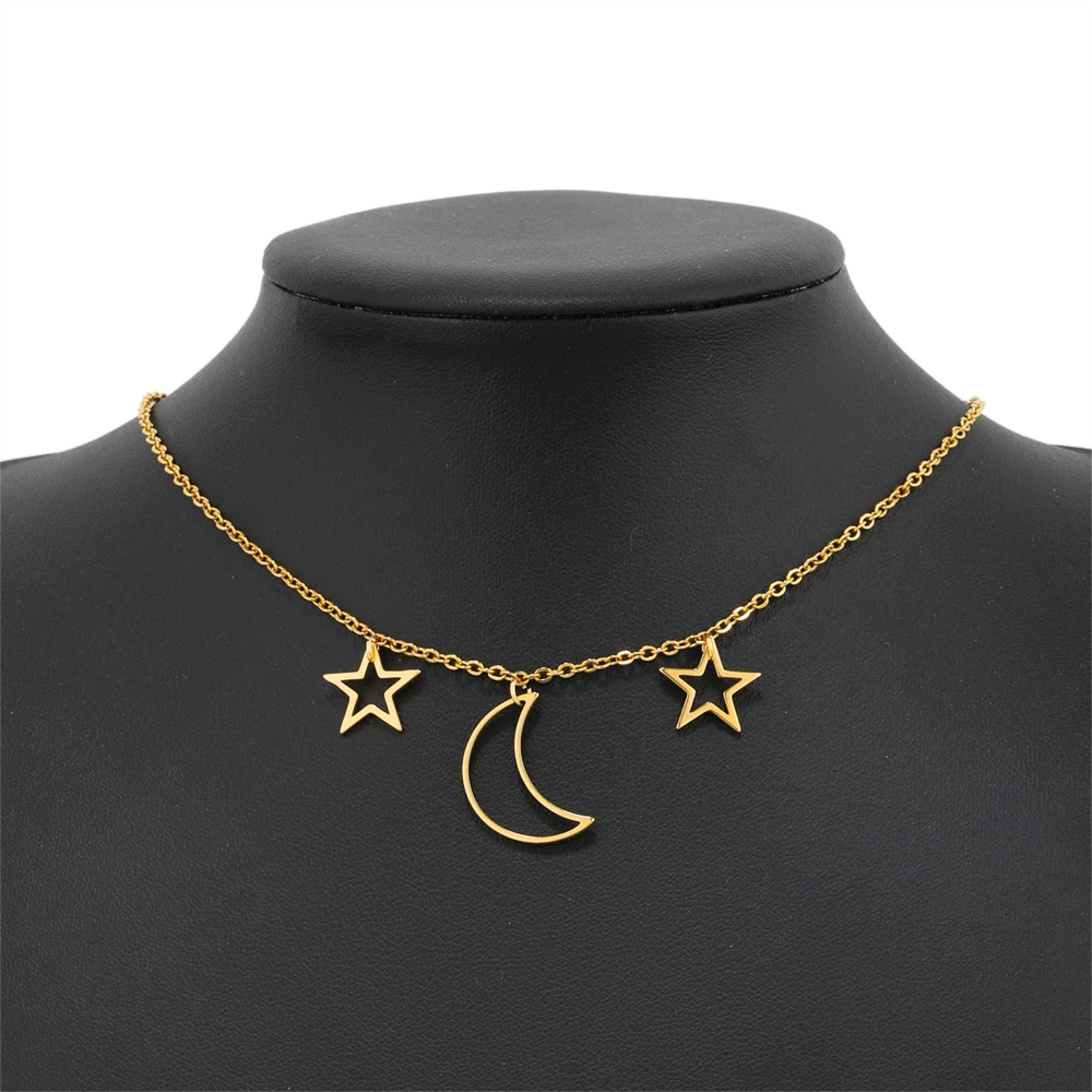 20Pcs Stainless Steel Flat Plane Hollowing Star Charms Moon Charms Pendants for DIY Jewelry Making Bracelet Connector Findings