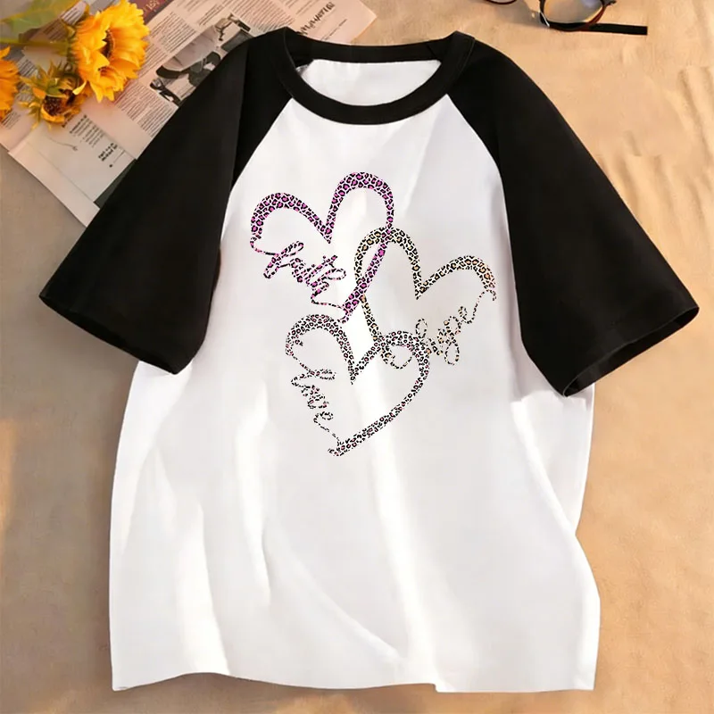 Modisches Leopardenmuster mit Liebesherz T-Shirts Kinder T-Shirt Jungen Mädchen Sommer Frühling Lässiges Oberteil T-Shirt