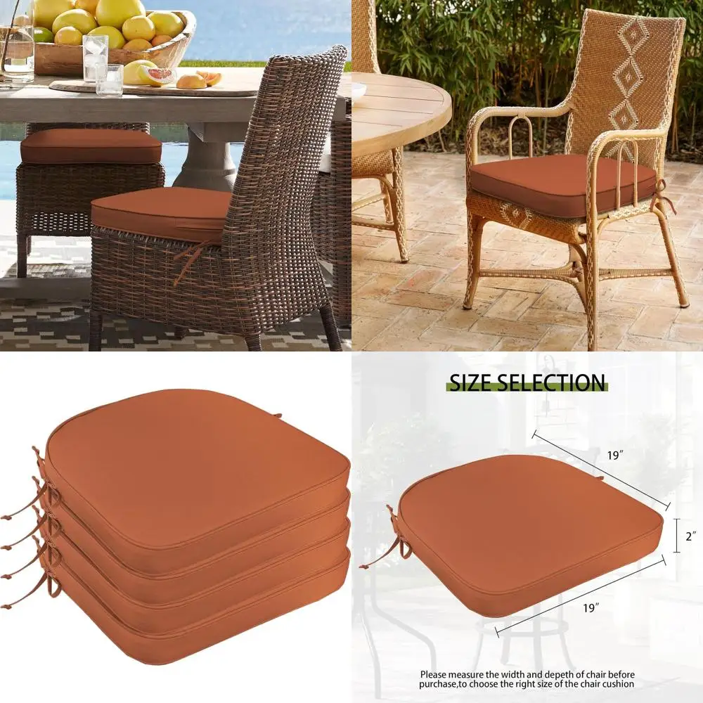 

4-Pack U-Shaped Outdoor Chair Cushions, 19x19 Inch, Fade & Water Resistant, Zippered Covers, Removable Foam, Red