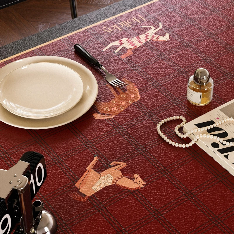 Light Luxury Waterproof Dust-proof Round Placemat Leather Kitchen Countertop Protector Heat-resistant Placemat Dish Drying
