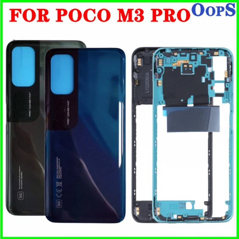 

Full Back Housing For Xiaomi Poco M3 Pro 5G Battery Back Cover LCD Middle Frame Front Housing Mid Bezel Chassis Shell