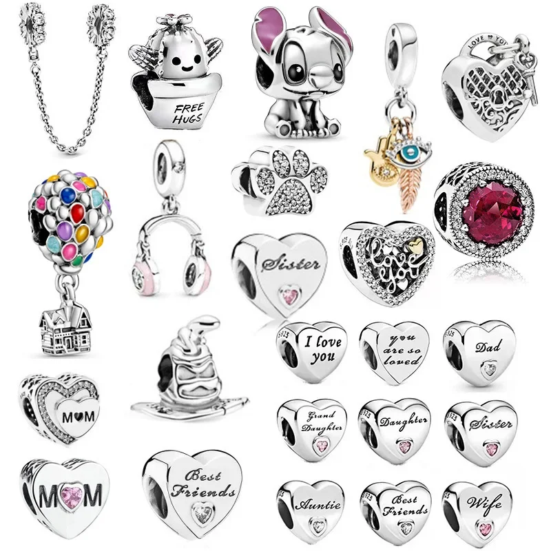 Disney Stitch Alloy Pendant Hot Air Balloon Stitch Pendants Fit Charms Bracelet Women Cartoon Beads DIY Accessories