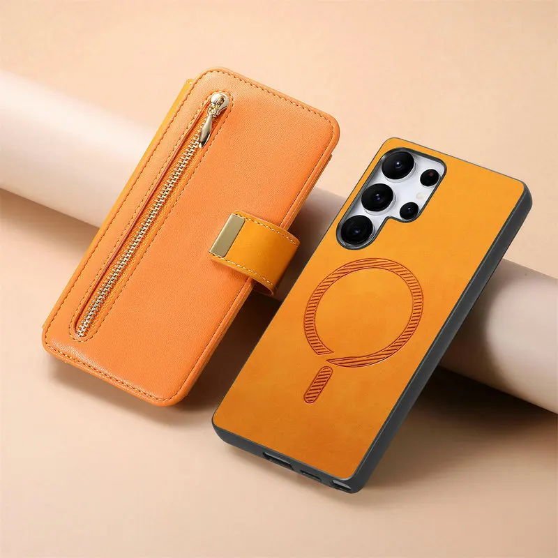 2-in-1 Afneembare Lederen Magnetische Kaarthouder voor Samsung Galaxy S26 Ultra S25 Edge 5G Flip Cover Wallet Funda Samsung S25 Plus FE