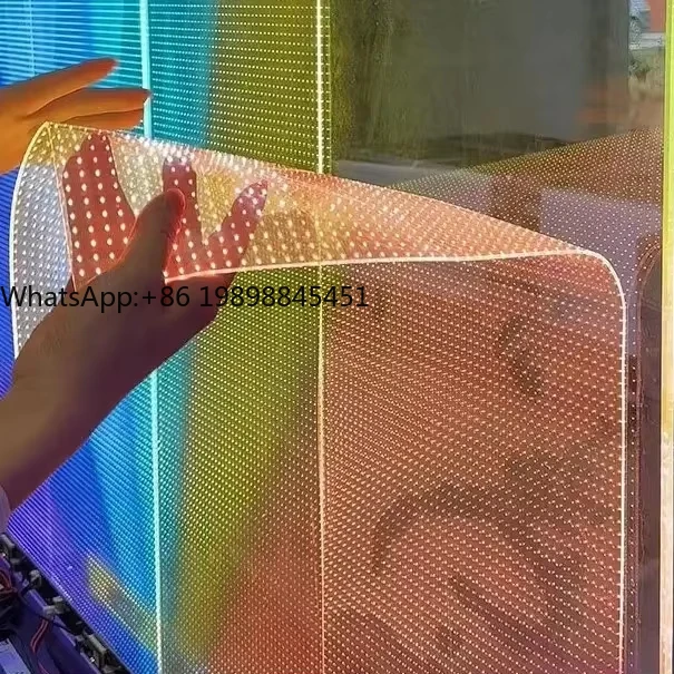 المخزون المتاحة بلا ضوضاء العمل P20 داخلي مرن ويندوز شاشة عرض LED شفافة ذاتية اللصق #1