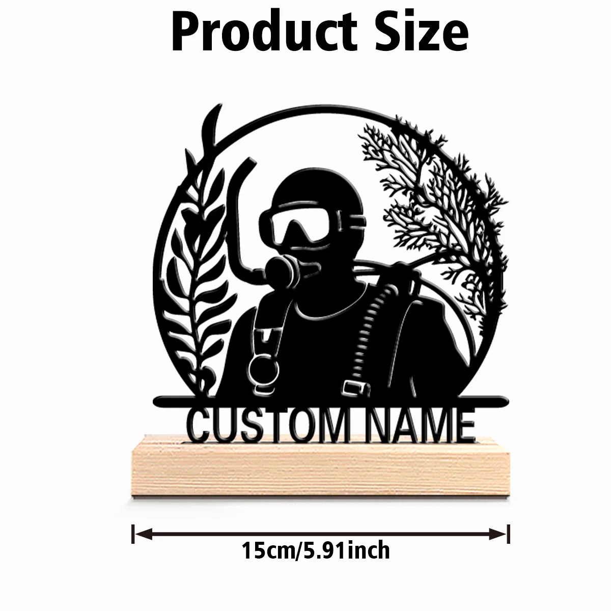 1pc Stylish Personalized Custom diving Metal Statues Wooden Base Bar Decor for Kitchen Dining Room Modern Rustic Themes