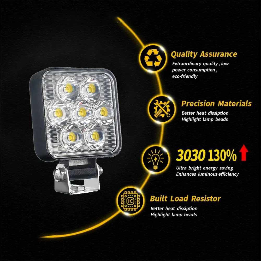 2,5-дюймовый рабочий свет, точечный прожектор, 12 В/24 В, водонепроницаемый внедорожный вспомогательный свет для джипа, грузовика, квадроцикла, UTV, комбинированный луч для лодки