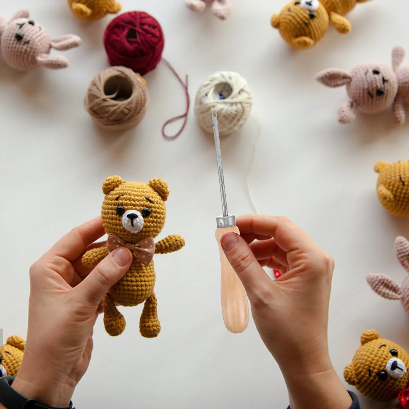 

2Pcs Cotton Stuffing Tool Wooden Handle DIY Filling Device for Sewn Animals Manual Craft Filling Tool Quick Accurate