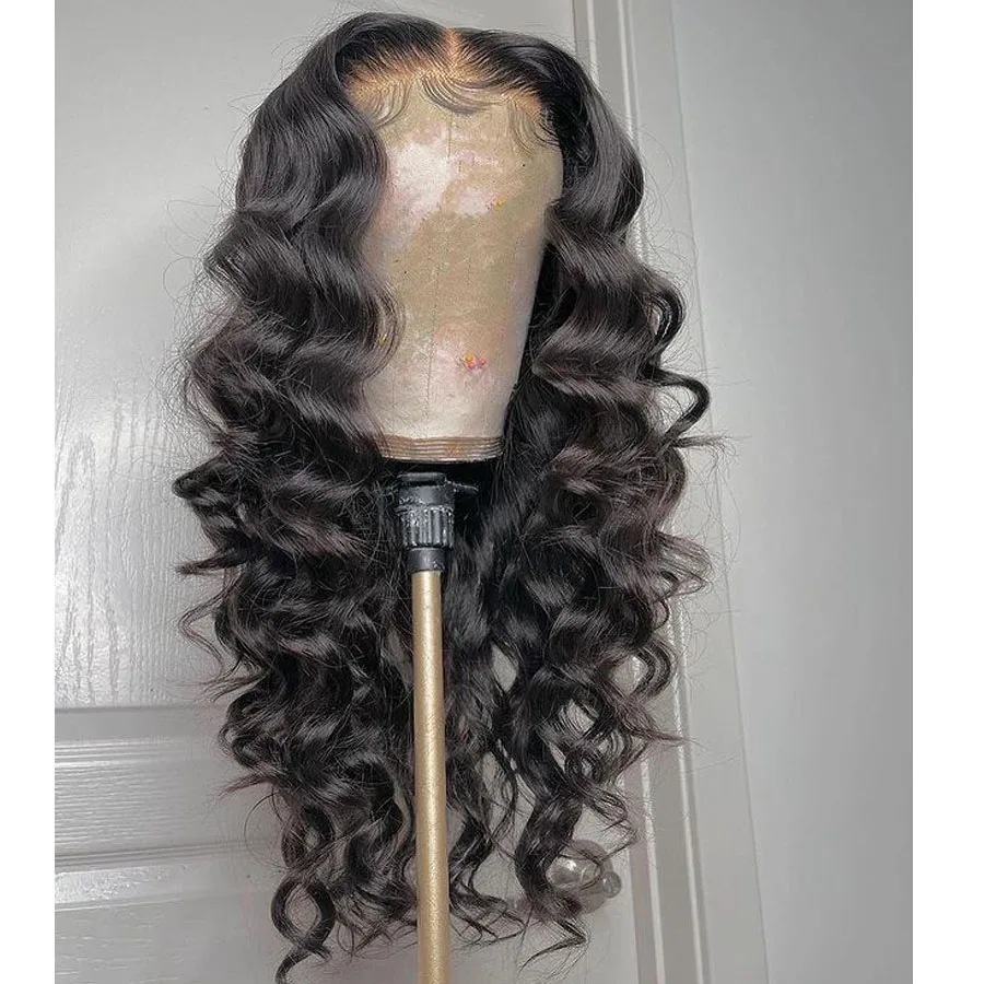 Soft Glueless 26inch Medium Long 180% Density Deep Wave Curly Lace Frontal Wig For Black Women Babyhair Preplucked Daily Cosplay