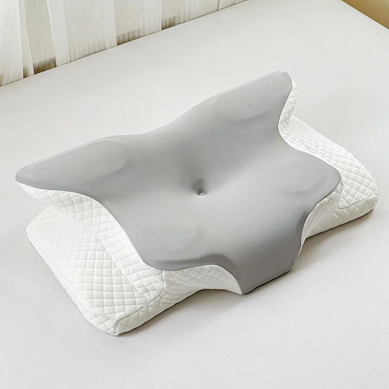 Ergonomisches Memory-Foam-Kissen, Kontur-Nackenkissen für Seiten-/Rückenschläfer, Waschbarer Kissenbezug