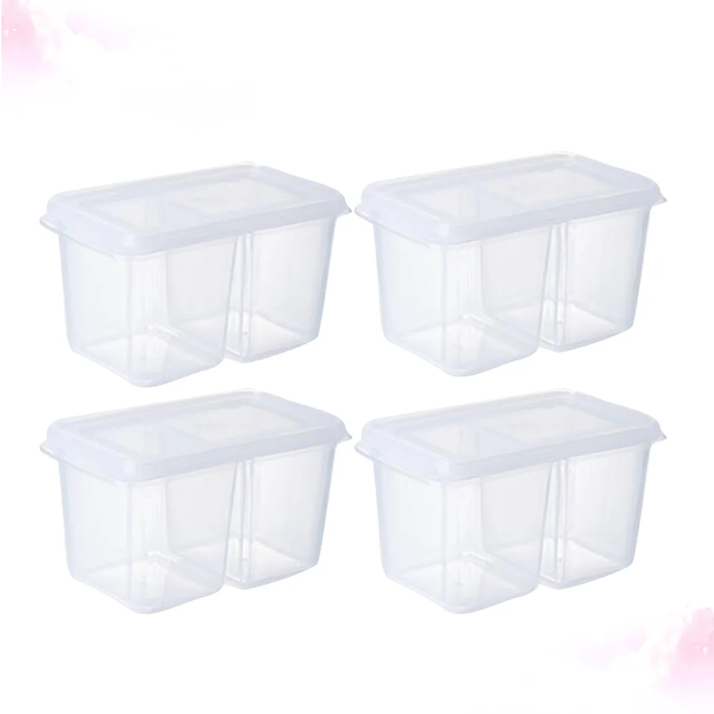 

4 Pcs 2 Grids Onion Ginger Garlic Storage Box Refrigerator with lid Sauce Storage Box Home Kitchen Mini Fruit Lunch Box