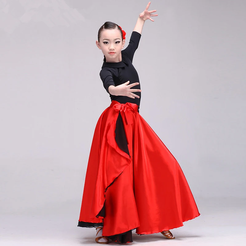 

Smooth Spanish Flamenco Shawl Skirt Polyester Big Swing Belly Dance Costumes Ballroom Dance Performance Paso Doble Dance Dress