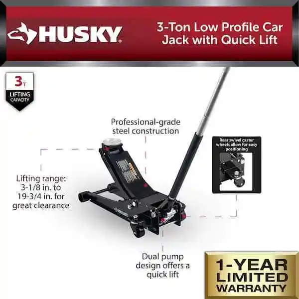 Low Profile Car Jack 3 Ton Capacity With Quick Lift Floor Stands Lifting Tool