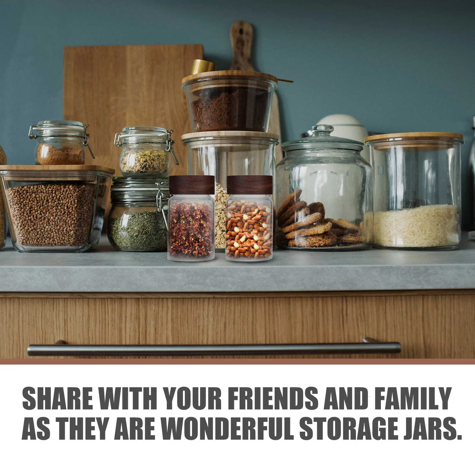 

Glass Tea Jar Sealing Storage Container Wooden Lid Airtight Moisture Proof Insect Proof Safe Lead Free Acid Alkali